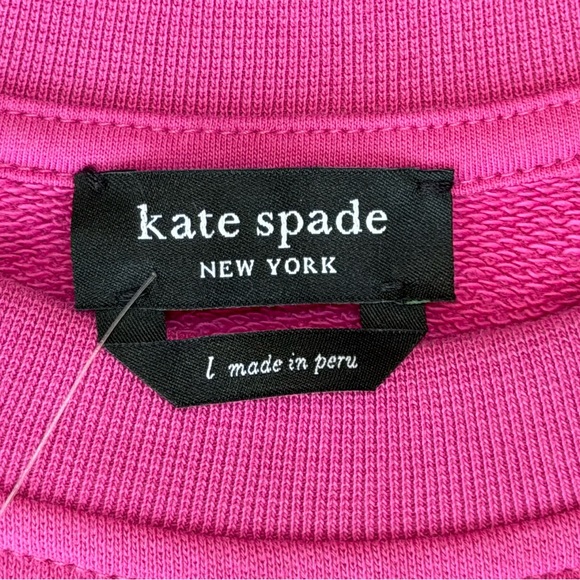 Kate Spade Embroidered Logo Crewneck Sweatshirt Women’s size L Magenta Lipstick - Picture 4 of 11
